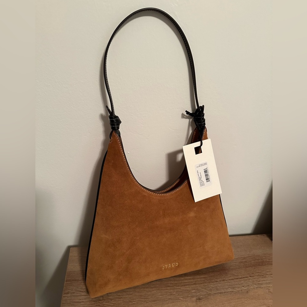 STAUD Winona Tan Suede Shoulder Bag
